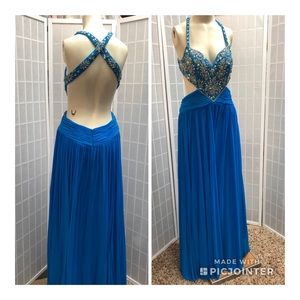 Térani Woman Cocktails Blue Dress Stone Size S